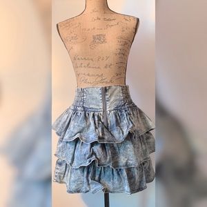 H&M tiered ruffle denim skirt